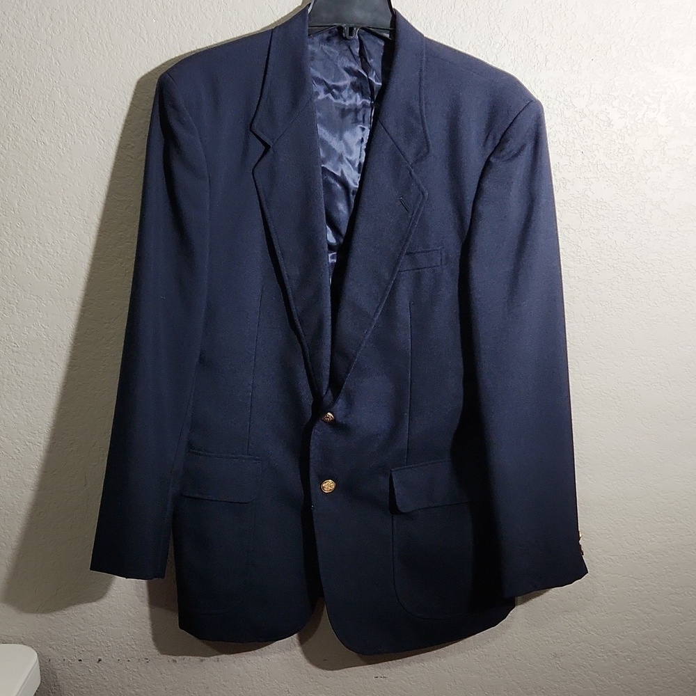 Vintage Hill & Archer Wool Blend Suit Navy Blue 40R HAS FLAWS SEE DESCRIPTION